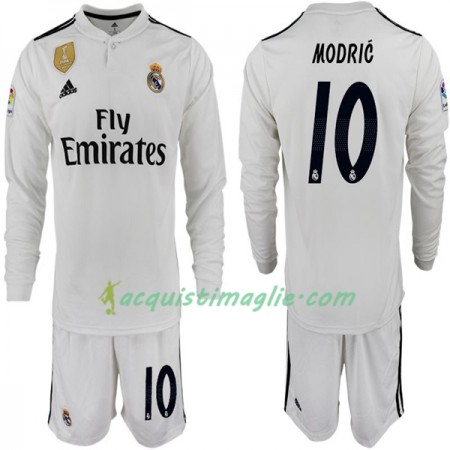 Divisa di Calcio Real Madrid MODRIC 10 Bambino Prima 2018/2019 Manica Lunga